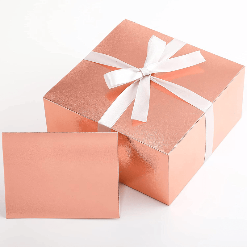 10 Pieces Gift Boxes 8X8X4 Inches,Valentines Day Present Box with Lids Bridesmaid Proposal Box with Greeting Cards Satin Ribbons Boxes for Gifts Wedding (Rose Gold) Home & Garden > Decor > Seasonal & Holiday Decorations Clabby   
