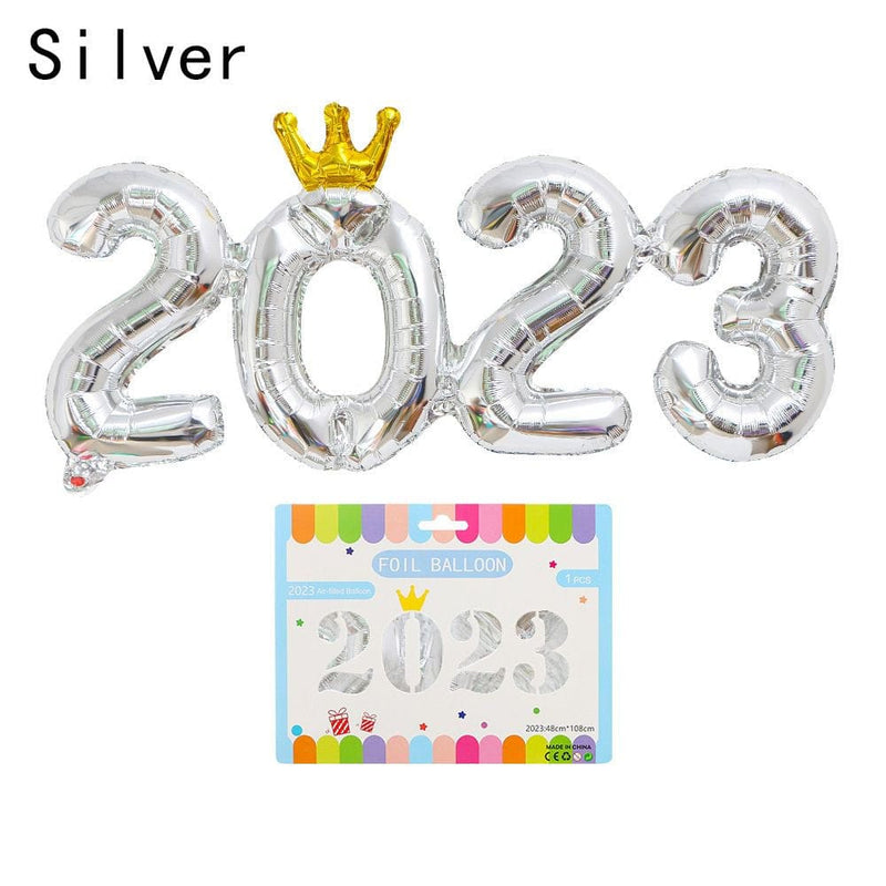 10 Sets Christmas 16 Inches Event Supplies Party Decoration Imperial Crown Aluminum Foil Balloon Number Balloons 2023 Number MULTICOLOR Arts & Entertainment > Party & Celebration > Party Supplies Luot Silver  