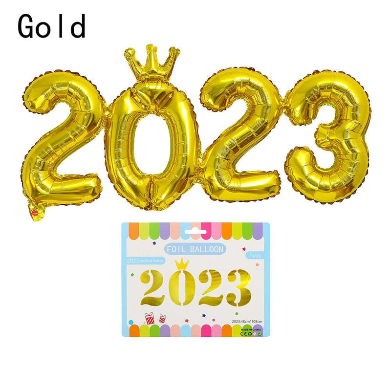 10 Sets Christmas 16 Inches Event Supplies Party Decoration Imperial Crown Aluminum Foil Balloon Number Balloons 2023 Number MULTICOLOR Arts & Entertainment > Party & Celebration > Party Supplies Luot Gold  
