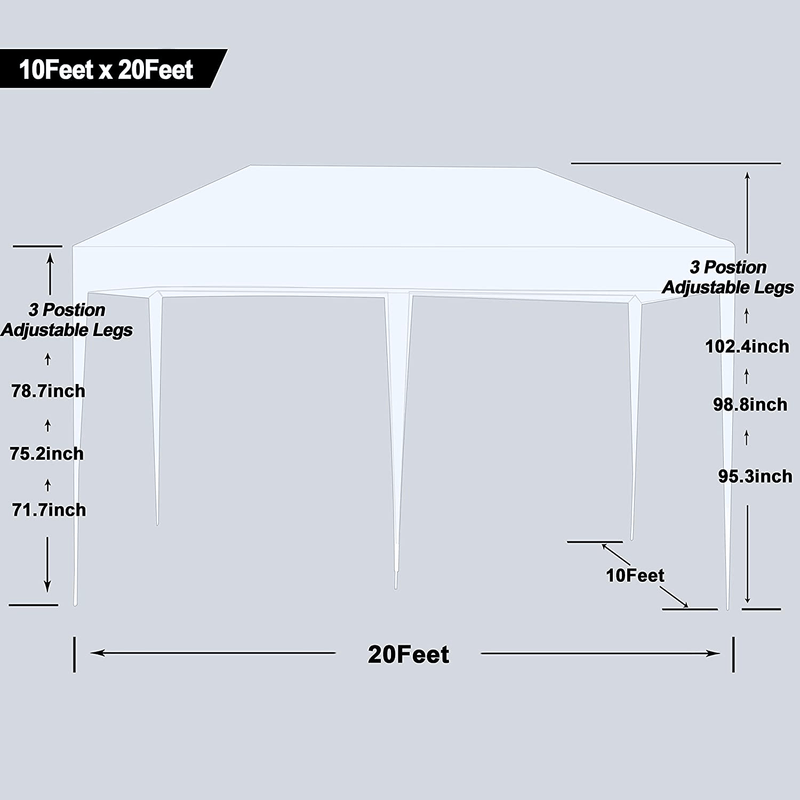 10 x 20 Pop Up Canopy Tent Portable Shade Instant Heavy Duty Outdoor Gazebo White Canopy Tent with 4 Sandbags for Outdoor Party Wedding Commercial Activity Pavilion BBQ Beach Car Shelter Home & Garden > Lawn & Garden > Outdoor Living > Outdoor Structures > Canopies & Gazebos EdMaxwell   