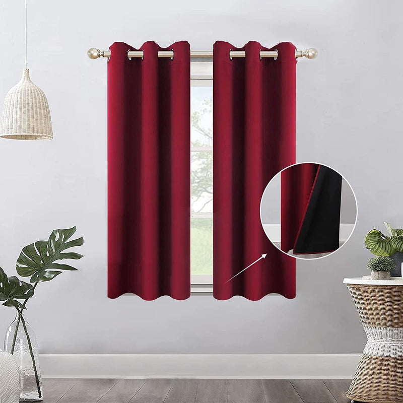 100% Blackout Curtains for Bedroom, 52 X 84 Inch Thermal Insulated Grommets Solid Full Light Blocking Curtains, Window Drapes for Kitchen/Home Decor/Living Room, 2 Panels Set, Bleach White Home & Garden > Decor > Window Treatments > Curtains & Drapes Mecodeco Burgundy 38W*54L 