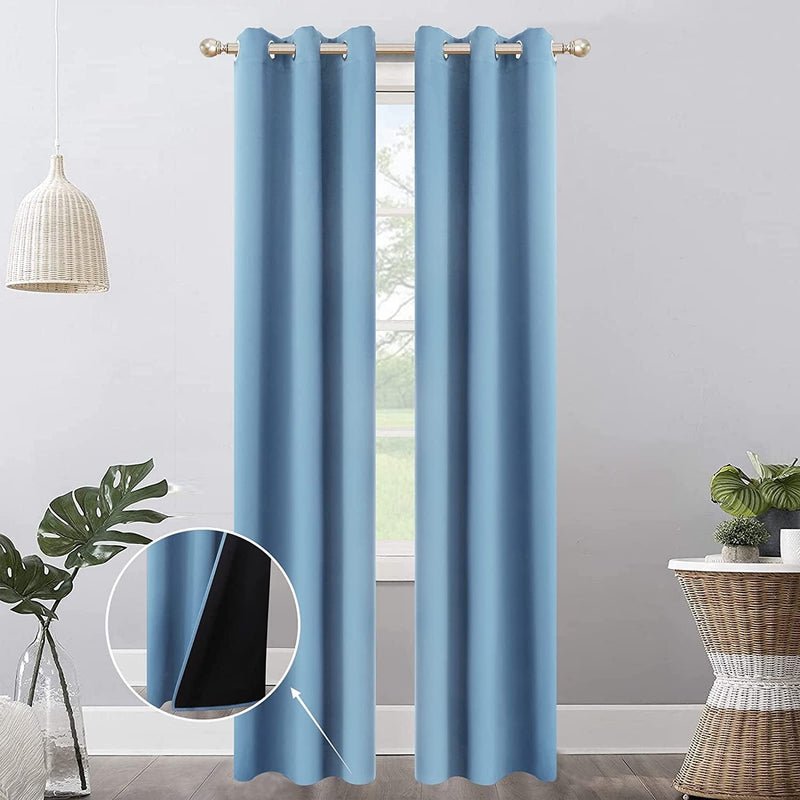 100% Blackout Curtains for Bedroom, 52 X 84 Inch Thermal Insulated Grommets Solid Full Light Blocking Curtains, Window Drapes for Kitchen/Home Decor/Living Room, 2 Panels Set, Bleach White Home & Garden > Decor > Window Treatments > Curtains & Drapes Mecodeco Lake Blue 38W*84L 