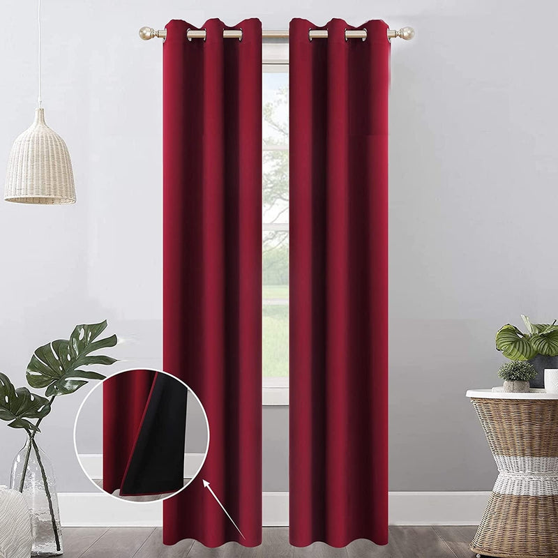 100% Blackout Curtains for Bedroom, 52 X 84 Inch Thermal Insulated Grommets Solid Full Light Blocking Curtains, Window Drapes for Kitchen/Home Decor/Living Room, 2 Panels Set, Bleach White Home & Garden > Decor > Window Treatments > Curtains & Drapes Mecodeco Burgundy 38W*84L 