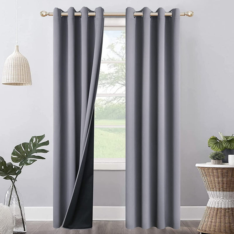 100% Blackout Curtains for Bedroom, 52 X 84 Inch Thermal Insulated Grommets Solid Full Light Blocking Curtains, Window Drapes for Kitchen/Home Decor/Living Room, 2 Panels Set, Bleach White Home & Garden > Decor > Window Treatments > Curtains & Drapes Mecodeco Light Gray 52W*84L 