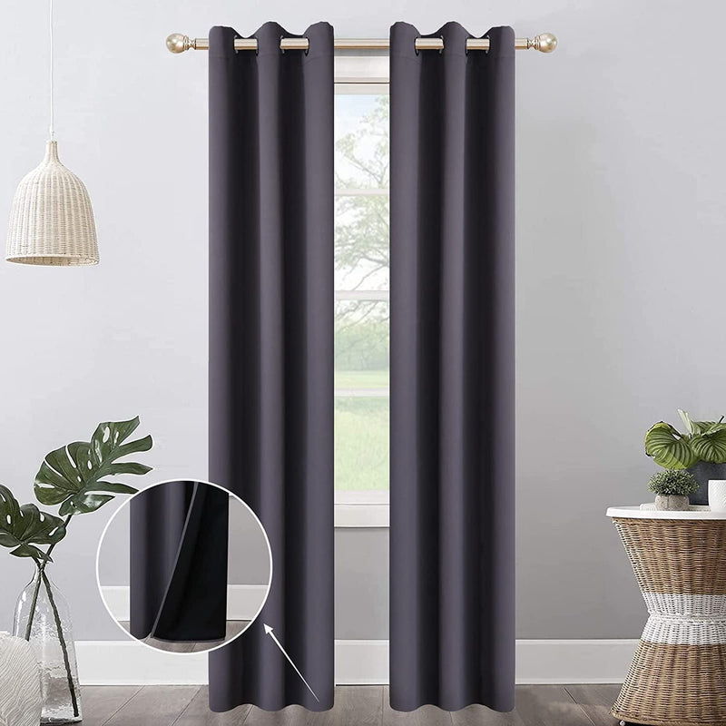 100% Blackout Curtains for Bedroom, 52 X 84 Inch Thermal Insulated Grommets Solid Full Light Blocking Curtains, Window Drapes for Kitchen/Home Decor/Living Room, 2 Panels Set, Bleach White Home & Garden > Decor > Window Treatments > Curtains & Drapes Mecodeco Dark Gray 38W*63L 