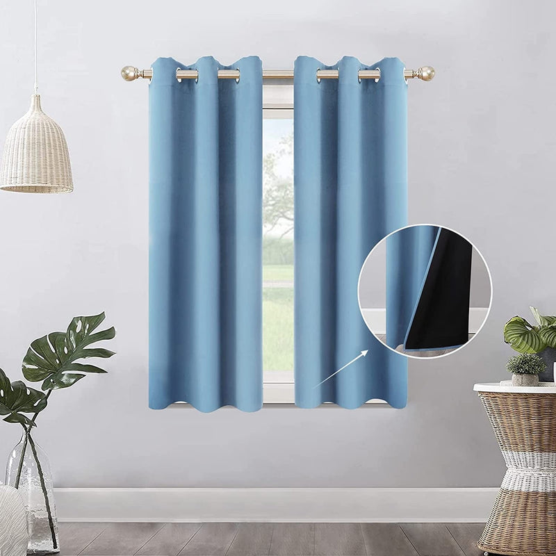 100% Blackout Curtains for Bedroom, 52 X 84 Inch Thermal Insulated Grommets Solid Full Light Blocking Curtains, Window Drapes for Kitchen/Home Decor/Living Room, 2 Panels Set, Bleach White Home & Garden > Decor > Window Treatments > Curtains & Drapes Mecodeco Lake Blue 38W*54L 
