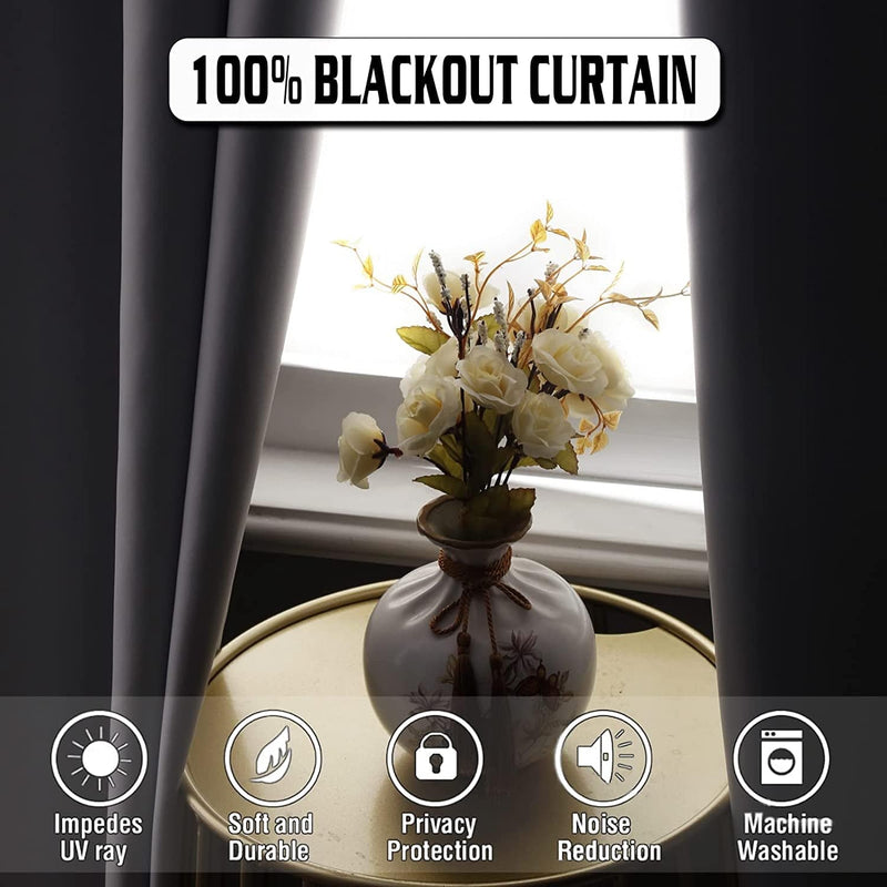 100% Blackout Curtains for Bedroom, 52 X 84 Inch Thermal Insulated Grommets Solid Full Light Blocking Curtains, Window Drapes for Kitchen/Home Decor/Living Room, 2 Panels Set, Bleach White Home & Garden > Decor > Window Treatments > Curtains & Drapes Mecodeco   