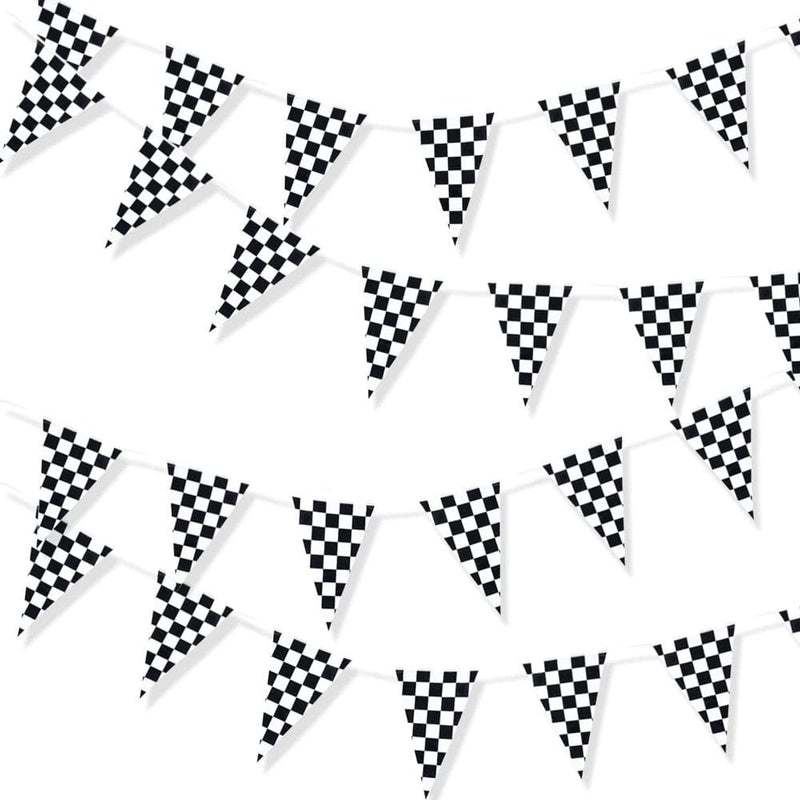 100 Foot Long Race Track Car Finish Line Black and White Plastic Pennant Party Checker Pattern String Curtain Banner for Decorations, Birthdays, Event Supplies, Festivals, Children Arts & Entertainment > Party & Celebration > Party Supplies Yszodd   