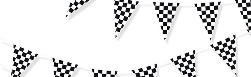 100 Foot Long Race Track Car Finish Line Black and White Plastic Pennant Party Checker Pattern String Curtain Banner for Decorations, Birthdays, Event Supplies, Festivals, Children Arts & Entertainment > Party & Celebration > Party Supplies Xelparuc   