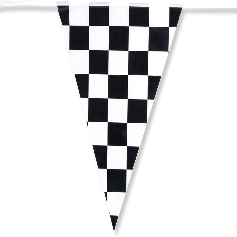100 Foot Long Race Track Car Finish Line Black and White Plastic Pennant Party Checker Pattern String Curtain Banner for Decorations, Birthdays, Event Supplies, Festivals, Children Arts & Entertainment > Party & Celebration > Party Supplies Xelparuc   