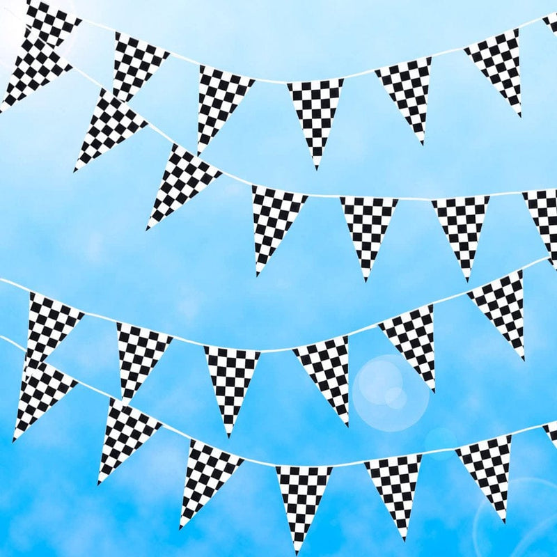 100 Foot Long Race Track Car Finish Line Black and White Plastic Pennant Party Checker Pattern String Curtain Banner for Decorations, Birthdays, Event Supplies, Festivals, Children Arts & Entertainment > Party & Celebration > Party Supplies Yszodd   