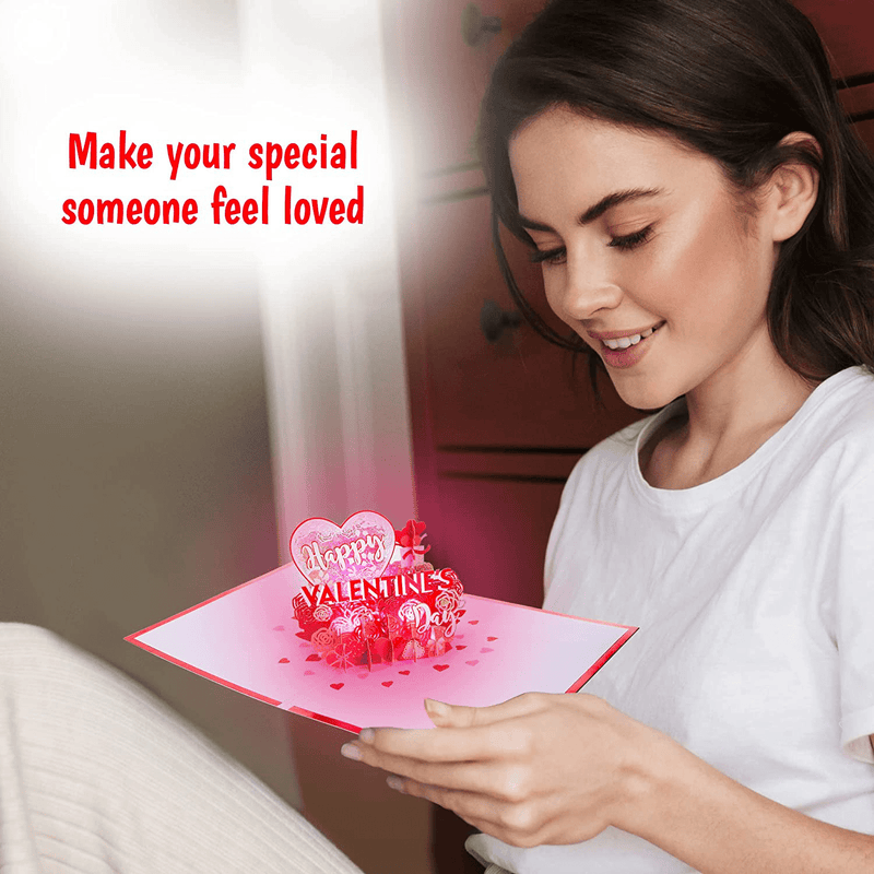 100 Greetings LIGHTS & MUSIC Happy Valentines Card – Plays Song HAPPY TOGETHER – Valentines Day Gifts for Him or Her – Valentines Day Cards for Him or Her – Happy Valentines Day Card - 1 Pop up Card