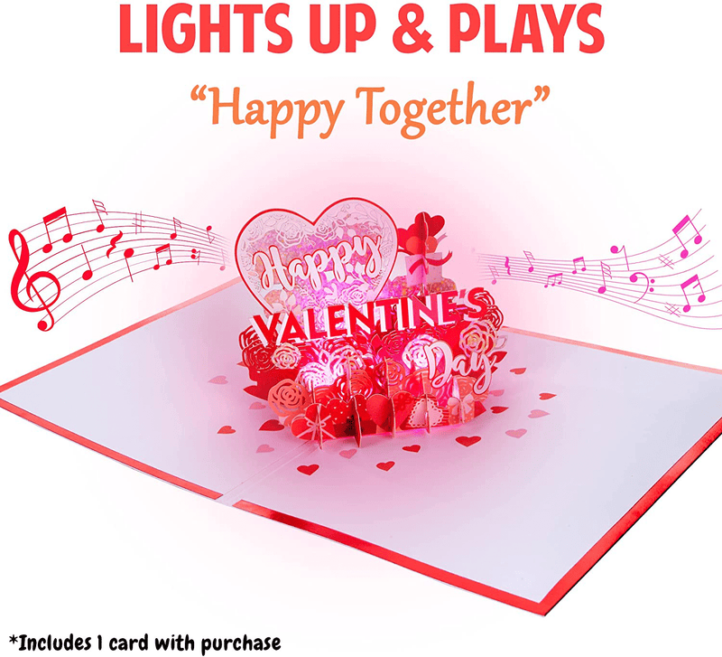100 Greetings LIGHTS & MUSIC Happy Valentines Card – Plays Song HAPPY TOGETHER – Valentines Day Gifts for Him or Her – Valentines Day Cards for Him or Her – Happy Valentines Day Card - 1 Pop up Card Home & Garden > Decor > Seasonal & Holiday Decorations 100 GREETINGS   