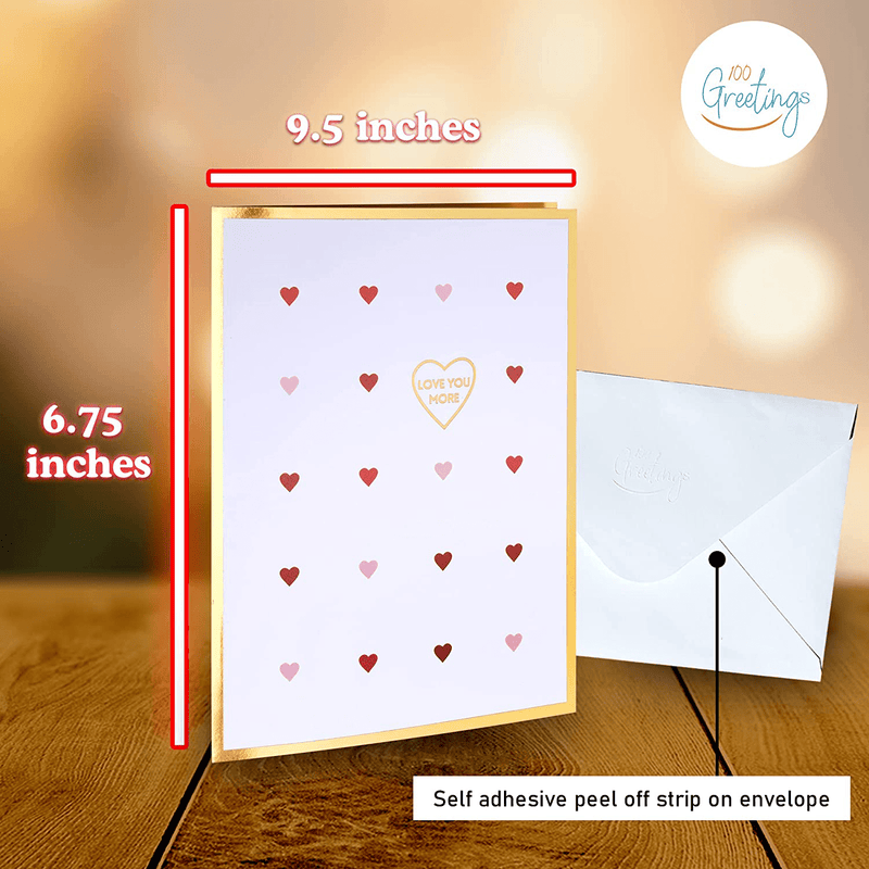 100 Greetings LIGHTS & MUSIC Love You More Valentines Card – Sings HAPPY TOGETHER – Valentines Day Gifts for Him & Her – Valentines Day Cards for Him & Her – Happy Valentines Day Card - 1 Pop up Card