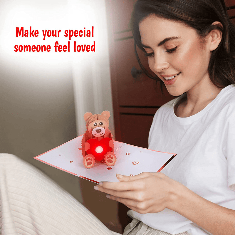 100 Greetings LIGHTS & MUSIC Teddy Bear Valentines Card – Plays Song STILL the ONE – Valentines Day Gifts for Him & Her – Valentines Day Cards for Him & Her – Happy Valentines Day Card for Him & Her