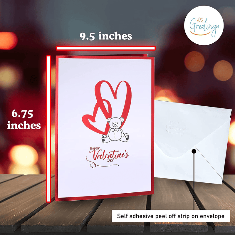 100 Greetings LIGHTS & MUSIC Teddy Bear Valentines Card – Plays Song STILL the ONE – Valentines Day Gifts for Him & Her – Valentines Day Cards for Him & Her – Happy Valentines Day Card for Him & Her