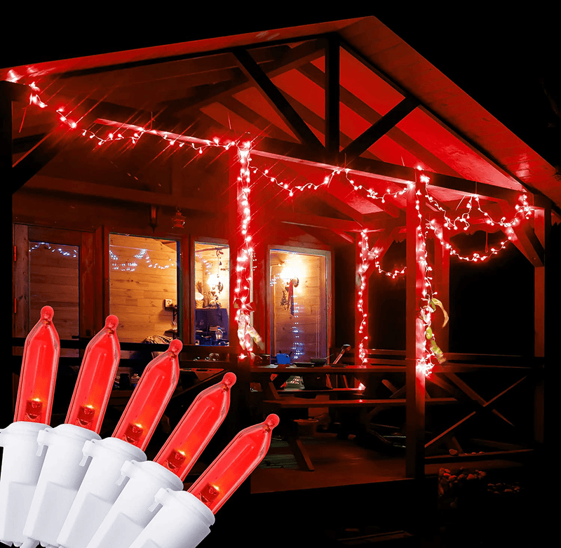 100 LED Red Christmas Lights, White Wire 26.9 Feet Long String Lights Set for Outdoor Indoor Décor, Valentines Day, Wedding, Halloween, Christmas Trees, Holiday Lighting Decorations, UL Certified Home & Garden > Decor > Seasonal & Holiday Decorations Holiday Essence   