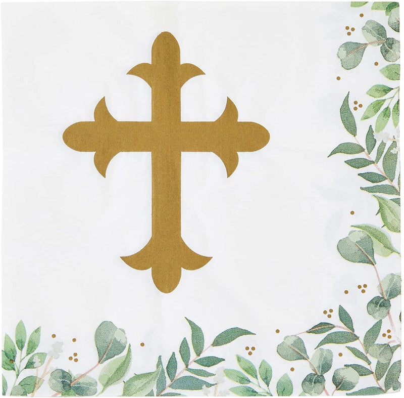 100 Pack Cross Napkins for Baptism, First Communion, Christening Decorations (6.5 X 6.5 In) Home & Garden > Decor > Seasonal & Holiday Decorations Juvale   