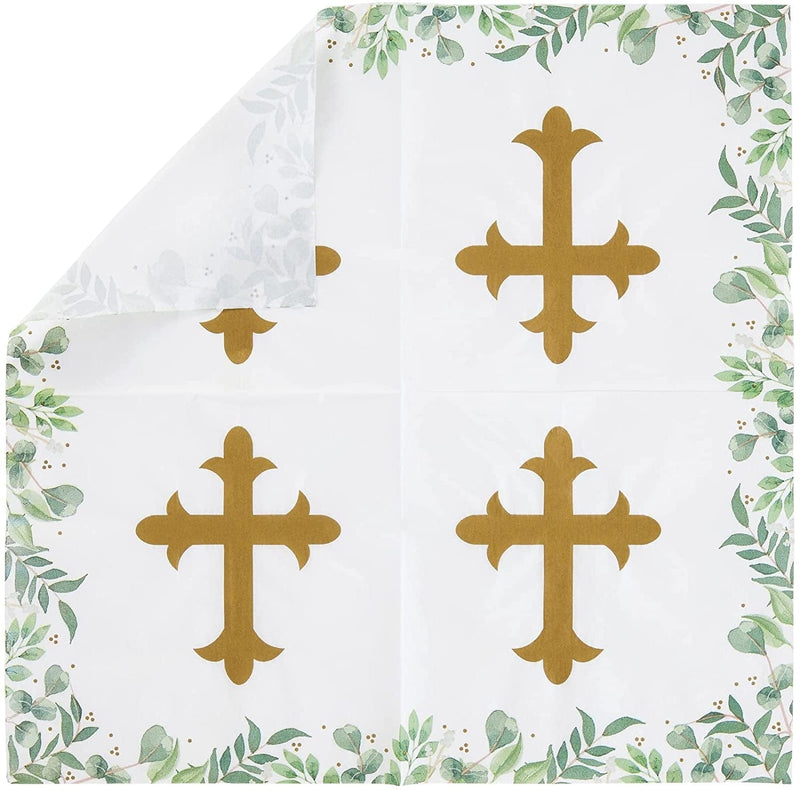 100 Pack Cross Napkins for Baptism, First Communion, Christening Decorations (6.5 X 6.5 In) Home & Garden > Decor > Seasonal & Holiday Decorations Juvale   