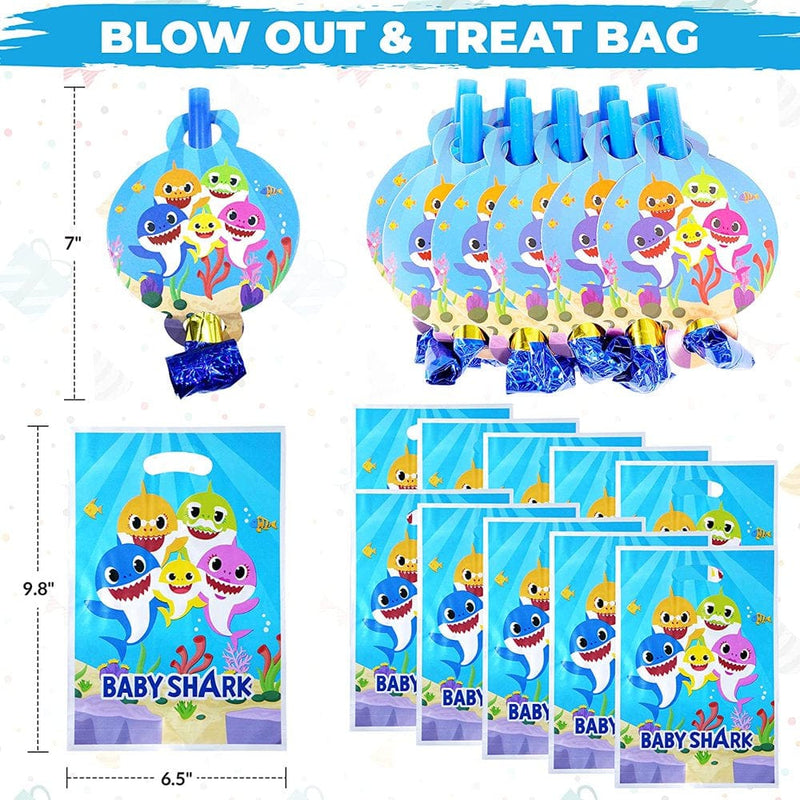 100 Pcs Baby Shark Birthday Party Favors - Treat Bags, Blowout, Bracelets, Key Chains, Felt Masks, Kiss Stickers for Boys Girls Apparel & Accessories > Costumes & Accessories > Masks Empire Party Supply   