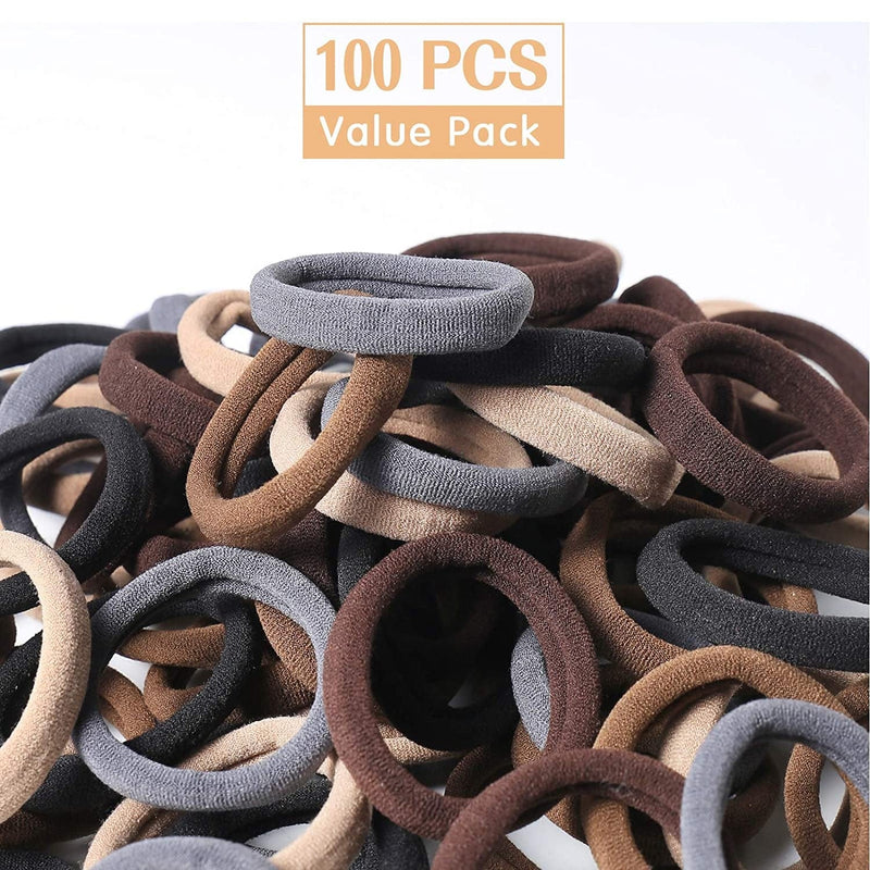 100 Pcs Thick Seamless Brown Hair Ties, Ponytail Holders Hair Accessories No Damage for Thick Hair (Natural Colors) Sporting Goods > Outdoor Recreation > Winter Sports & Activities Bessrung   