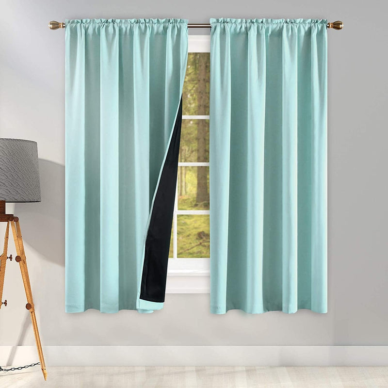 100 Percent Backout Emerald Green Curtain Set Thermal Insulated Curtains Double Layer Curtains for Boys Bedroom - Black Lined Rod Pocket Curtains 45 Inches Long Set of 2 Home & Garden > Decor > Window Treatments > Curtains & Drapes KEQIAOSUOCAI Aqua W42" X L63" 