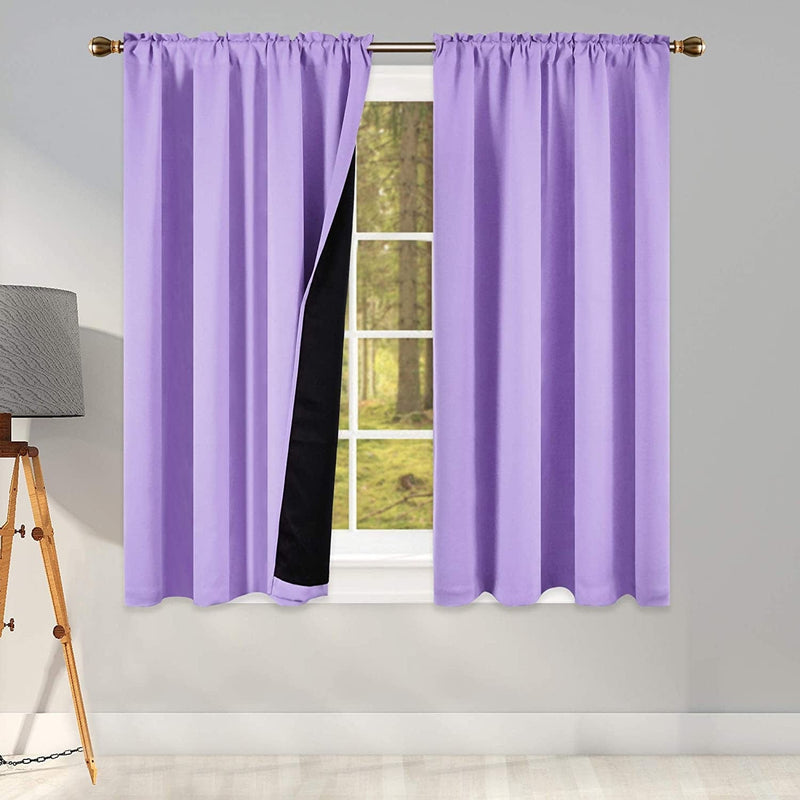 100 Percent Backout Emerald Green Curtain Set Thermal Insulated Curtains Double Layer Curtains for Boys Bedroom - Black Lined Rod Pocket Curtains 45 Inches Long Set of 2 Home & Garden > Decor > Window Treatments > Curtains & Drapes KEQIAOSUOCAI Lavender W42" X L45" 