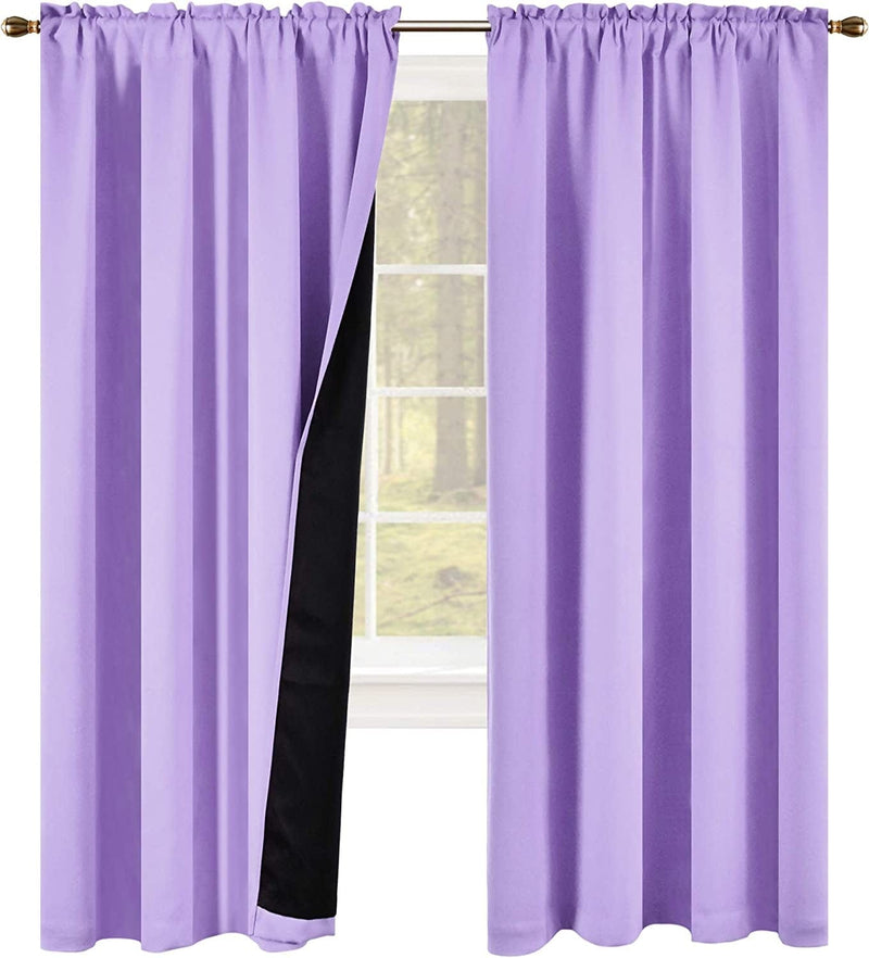 100 Percent Backout Emerald Green Curtain Set Thermal Insulated Curtains Double Layer Curtains for Boys Bedroom - Black Lined Rod Pocket Curtains 45 Inches Long Set of 2 Home & Garden > Decor > Window Treatments > Curtains & Drapes KEQIAOSUOCAI Lavender W42" X L96" 