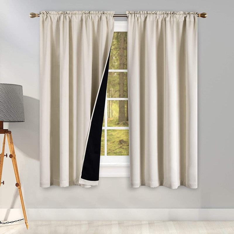 100 Percent Backout Emerald Green Curtain Set Thermal Insulated Curtains Double Layer Curtains for Boys Bedroom - Black Lined Rod Pocket Curtains 45 Inches Long Set of 2 Home & Garden > Decor > Window Treatments > Curtains & Drapes KEQIAOSUOCAI Cream Beige W42" X L63" 