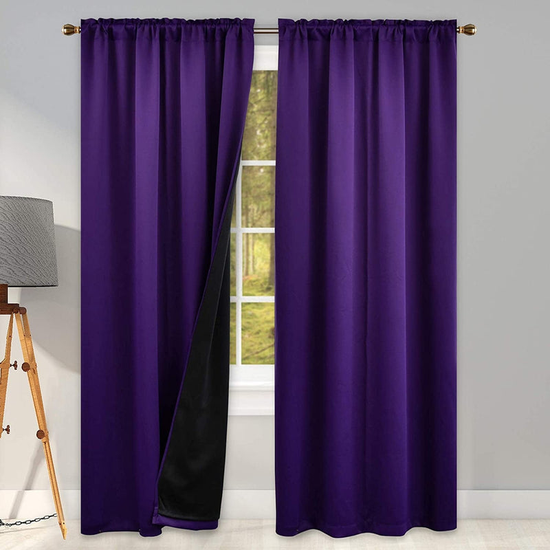 100 Percent Backout Emerald Green Curtain Set Thermal Insulated Curtains Double Layer Curtains for Boys Bedroom - Black Lined Rod Pocket Curtains 45 Inches Long Set of 2 Home & Garden > Decor > Window Treatments > Curtains & Drapes KEQIAOSUOCAI Purple W42" X L96" 