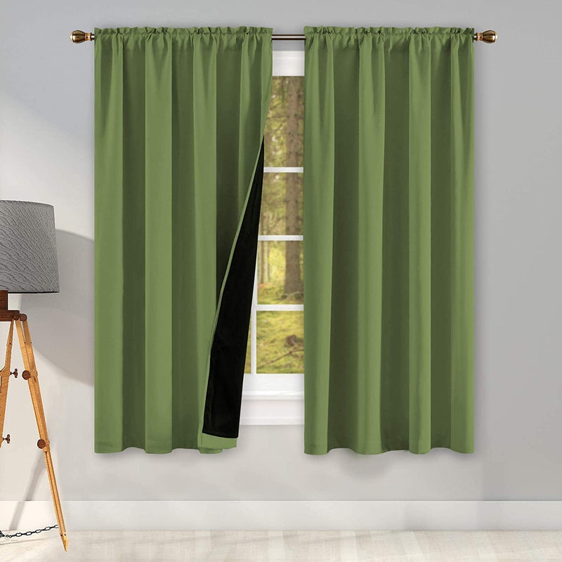 100 Percent Backout Emerald Green Curtain Set Thermal Insulated Curtains Double Layer Curtains for Boys Bedroom - Black Lined Rod Pocket Curtains 45 Inches Long Set of 2 Home & Garden > Decor > Window Treatments > Curtains & Drapes KEQIAOSUOCAI Sage W42" X L63" 