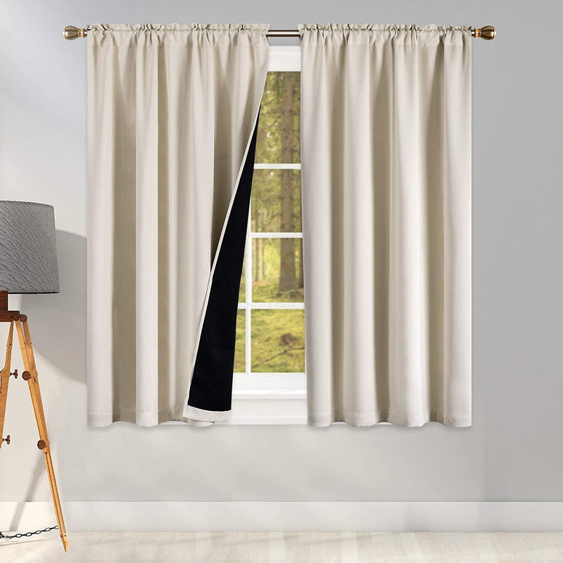 100 Percent Backout Emerald Green Curtain Set Thermal Insulated Curtains Double Layer Curtains for Boys Bedroom - Black Lined Rod Pocket Curtains 45 Inches Long Set of 2 Home & Garden > Decor > Window Treatments > Curtains & Drapes KEQIAOSUOCAI Cream Beige W42" X L45" 
