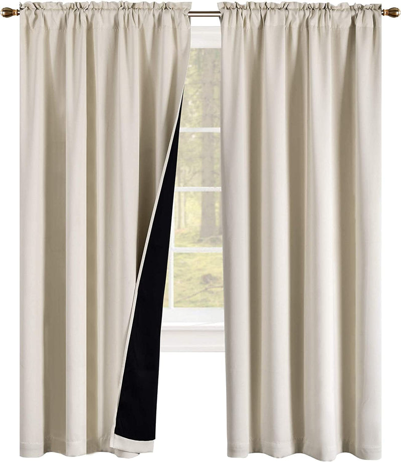 100 Percent Backout Emerald Green Curtain Set Thermal Insulated Curtains Double Layer Curtains for Boys Bedroom - Black Lined Rod Pocket Curtains 45 Inches Long Set of 2 Home & Garden > Decor > Window Treatments > Curtains & Drapes KEQIAOSUOCAI Cream Beige W42" X L96" 