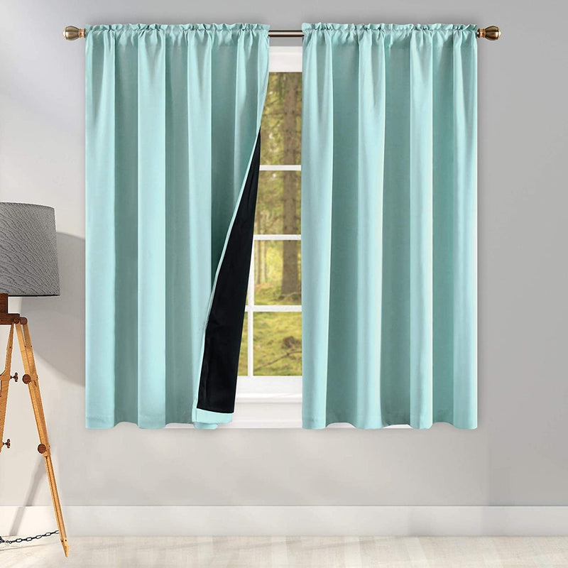 100 Percent Backout Emerald Green Curtain Set Thermal Insulated Curtains Double Layer Curtains for Boys Bedroom - Black Lined Rod Pocket Curtains 45 Inches Long Set of 2 Home & Garden > Decor > Window Treatments > Curtains & Drapes KEQIAOSUOCAI Aqua W42" X L45" 