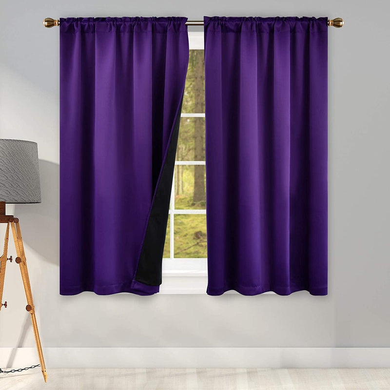 100 Percent Backout Emerald Green Curtain Set Thermal Insulated Curtains Double Layer Curtains for Boys Bedroom - Black Lined Rod Pocket Curtains 45 Inches Long Set of 2 Home & Garden > Decor > Window Treatments > Curtains & Drapes KEQIAOSUOCAI Purple W42" X L45" 