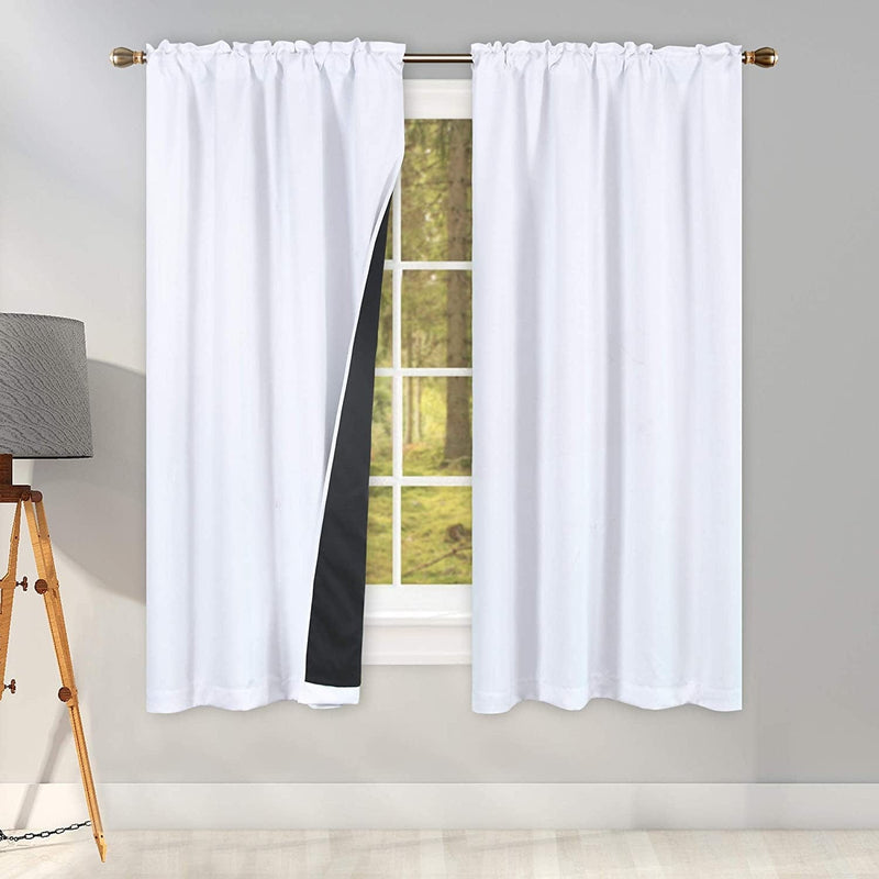100 Percent Backout Emerald Green Curtain Set Thermal Insulated Curtains Double Layer Curtains for Boys Bedroom - Black Lined Rod Pocket Curtains 45 Inches Long Set of 2 Home & Garden > Decor > Window Treatments > Curtains & Drapes KEQIAOSUOCAI Pure White W42" X L63" 