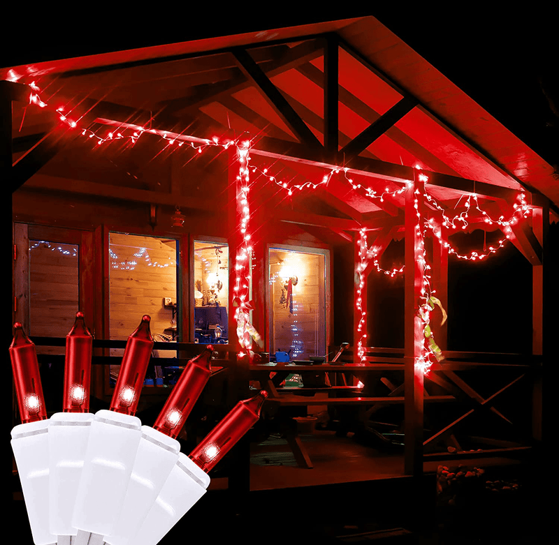 100 Red Christmas Lights, White Wire 20.6 Feet Long String Lights Set for Outdoor Indoor Décor, Valentines Day, Wedding, Halloween, Christmas Trees, Holiday Lighting Decorations, UL Certified Home & Garden > Decor > Seasonal & Holiday Decorations Holiday Essence   