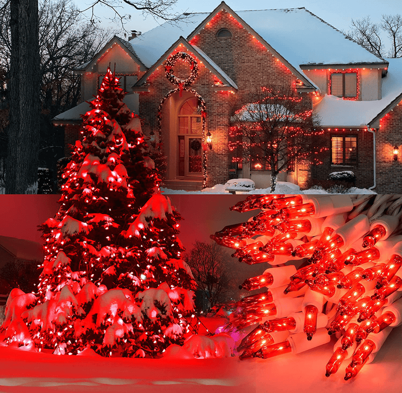 100 Red Christmas Lights, White Wire 20.6 Feet Long String Lights Set for Outdoor Indoor Décor, Valentines Day, Wedding, Halloween, Christmas Trees, Holiday Lighting Decorations, UL Certified Home & Garden > Decor > Seasonal & Holiday Decorations Holiday Essence   