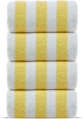 100% Turkish Cotton, Luxury Eco-Friendly Cabana Stripe Highly Absorbent Pool Beach Towels for Beach, Pools and Travel (30X60 Inches) 4 Pack, Gray Home & Garden > Linens & Bedding > Towels Turkish Linen Yellow Pool Beach Towels - 4 Pack 