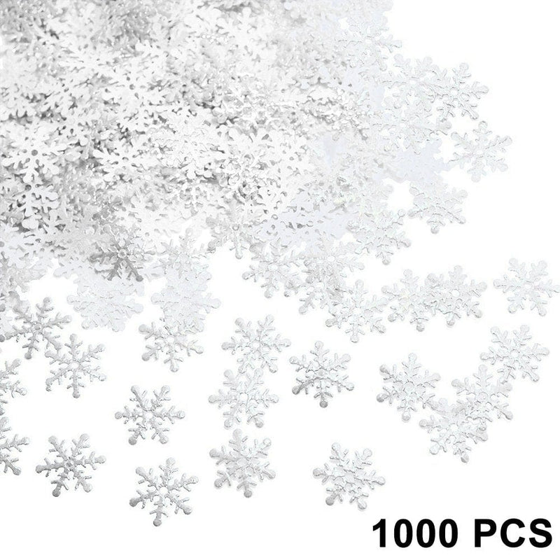 1000Pcs Snowflakes Confetti Decorations, Christmas Winter Snow Party Pack for Wedding Birthday Party Decorations Supplies White Home & Garden > Decor > Seasonal & Holiday Decorations& Garden > Decor > Seasonal & Holiday Decorations Aetomce White  
