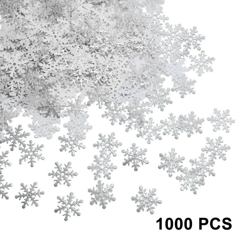 1000Pcs Snowflakes Confetti Decorations, Christmas Winter Snow Party Pack for Wedding Birthday Party Decorations Supplies White Home & Garden > Decor > Seasonal & Holiday Decorations& Garden > Decor > Seasonal & Holiday Decorations Aetomce Silver  