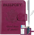 Passport Holder Cover Wallet RFID Blocking Leather Card Case Travel Accessories for Women Men Sporting Goods > Outdoor Recreation > Winter Sports & Activities PASCACOO 111#Purple Clear Vaccine Card Slot 