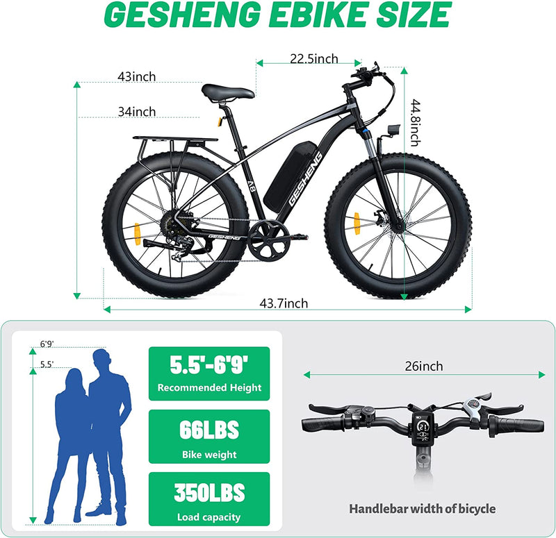 GESHENG Electric Bike for Adults 750W/500W Motor 28MPH with 48V 15AH Lithium Battery Ebike, 26X4.0'' Fat Tire Electric Bike for Snow Beach Mountain Adult Electric Bicycle… Sporting Goods > Outdoor Recreation > Cycling > Bicycles GESHENG   