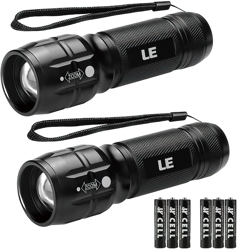 Lighting EVER LED Flashlights High Lumens, Small Flashlight, Zoomable, Waterproof, Adjustable Brightness Flash Light for Outdoor, Emergency, AAA Batteries Included, Tactical & Camping Accessories