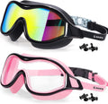 Keary 2 Pack Swim Goggles for Adult Youth with Soft Silicone Gasket, Anti-Fog UV Protection No Leak Clear Vision Pool Goggles Sporting Goods > Outdoor Recreation > Boating & Water Sports > Swimming > Swim Goggles & Masks Keary Mirrored Black & Pink  