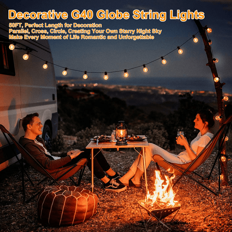 100ft 2-Pack Outdoor G40 LED Globe String Lights Dimmable Waterproof Shatterproof Light Strings with 52 Bulbs Connectable Commercial Hanging Lights for Christmas Patio House Backyard Balcony Party Home & Garden > Lighting > Light Ropes & Strings Bosceos   