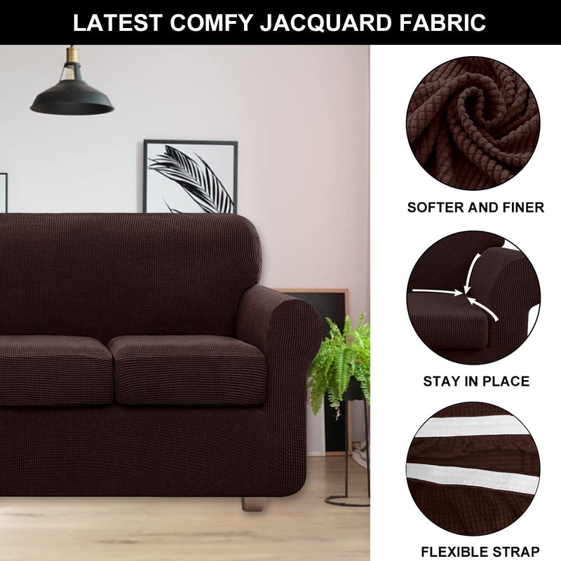 Couch Covers for 3 Cushion Couch Sofa, NORTHERN BROTHERS 4 Pieces Stretch Soft Sofa Couch Slipcovers for 3 Seat Cushion Couch, Washable Pet Sofa Furniture Covers for Living Room (Chocolate) Home & Garden > Decor > Chair & Sofa Cushions NORTHERN BROTHERS   