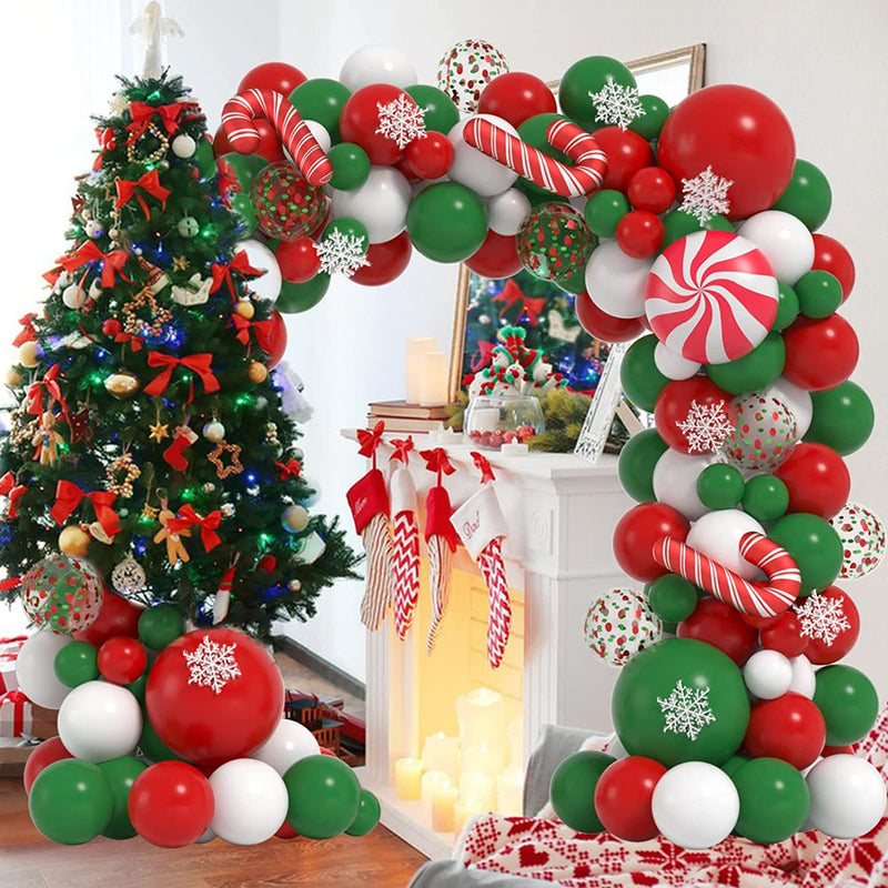 Janinus Christmas Balloons Garland Arch Kit Christmas Red Green White Balloons Christmas Balloon Arch with Snowflakes Ornaments and Candy Foil Balloons for Christmas Decorations Xmas Party Supplies Home & Garden > Decor > Seasonal & Holiday Decorations& Garden > Decor > Seasonal & Holiday Decorations Janinus   