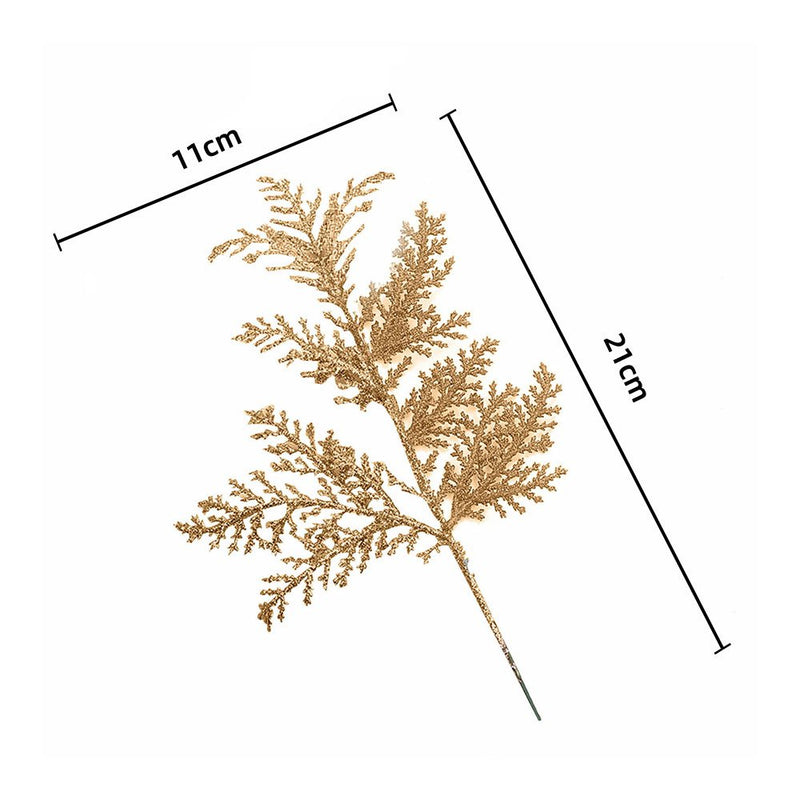 Jirongben 10Pcs New Simulation Plant Pine Branches and Leaves Christmas Decoration Supplies Christmas Tree Accessories,Gold Home & Garden > Decor > Seasonal & Holiday Decorations& Garden > Decor > Seasonal & Holiday Decorations JiRongBen   