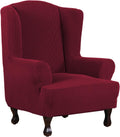 H.VERSAILTEX Wing Chair Slipcover Chair Covers for Wingback Chairs Wingback Chair Covers Slipcovers 1 Piece Stretch Sofa Cover Furniture Protector Soft Spandex Jacquard Checked Pattern, Chocolate Home & Garden > Decor > Chair & Sofa Cushions H.VERSAILTEX Wine/Burgundy 1 